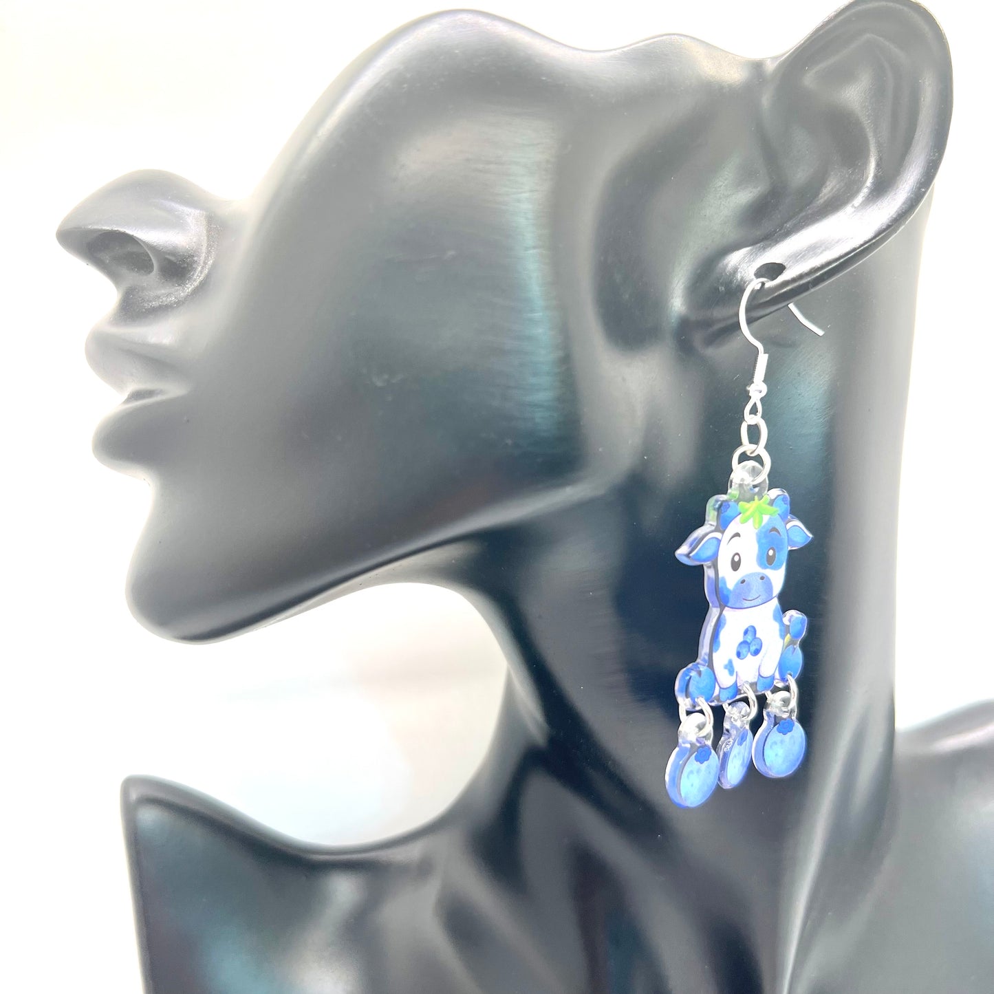 Blueberry Cow Earrings