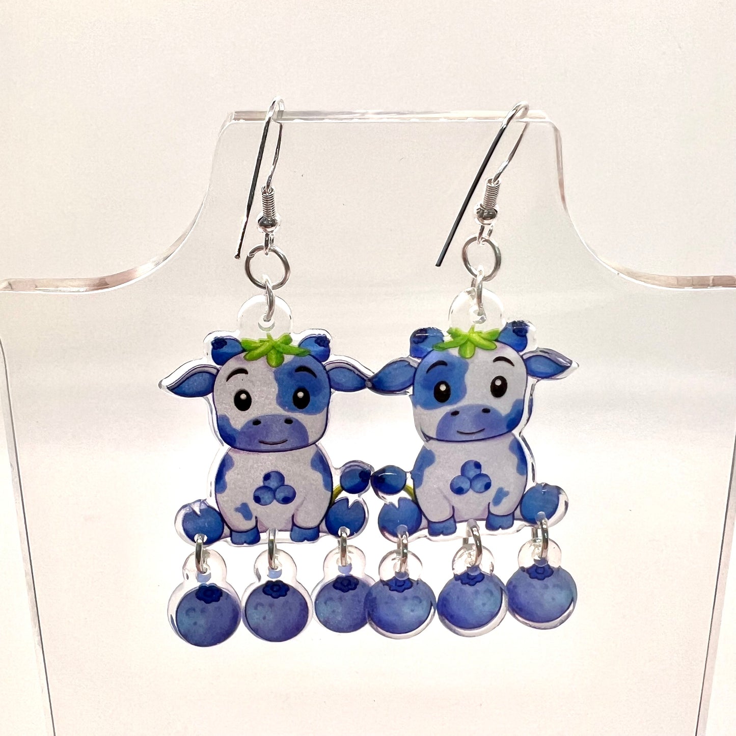 Blueberry Cow Earrings