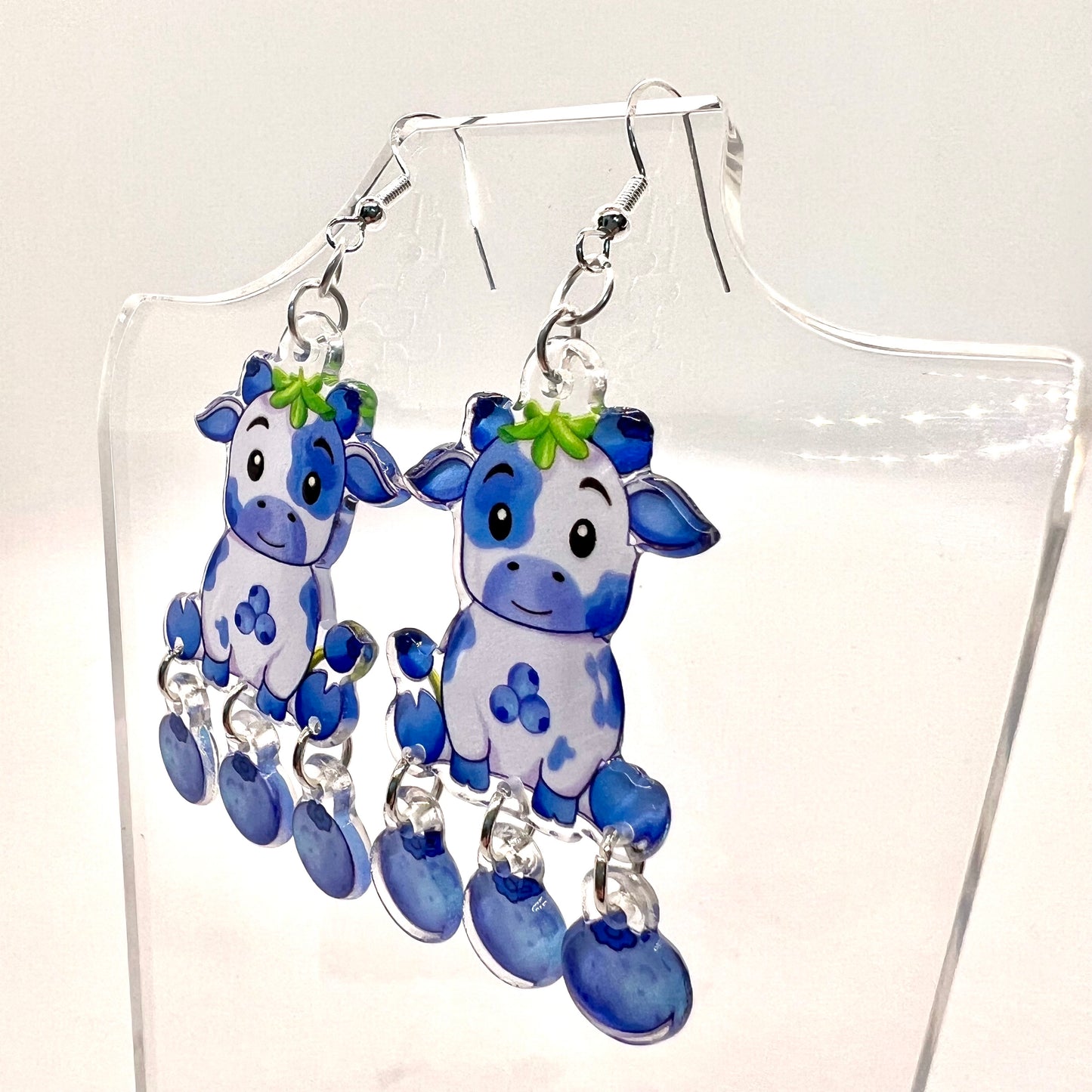 Blueberry Cow Earrings