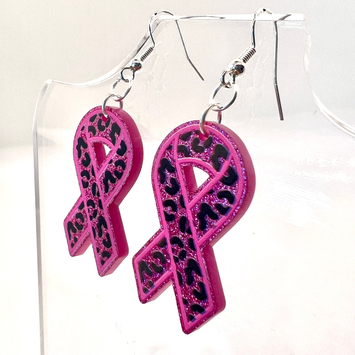Breast Cancer Awareness Ribbon Earrings