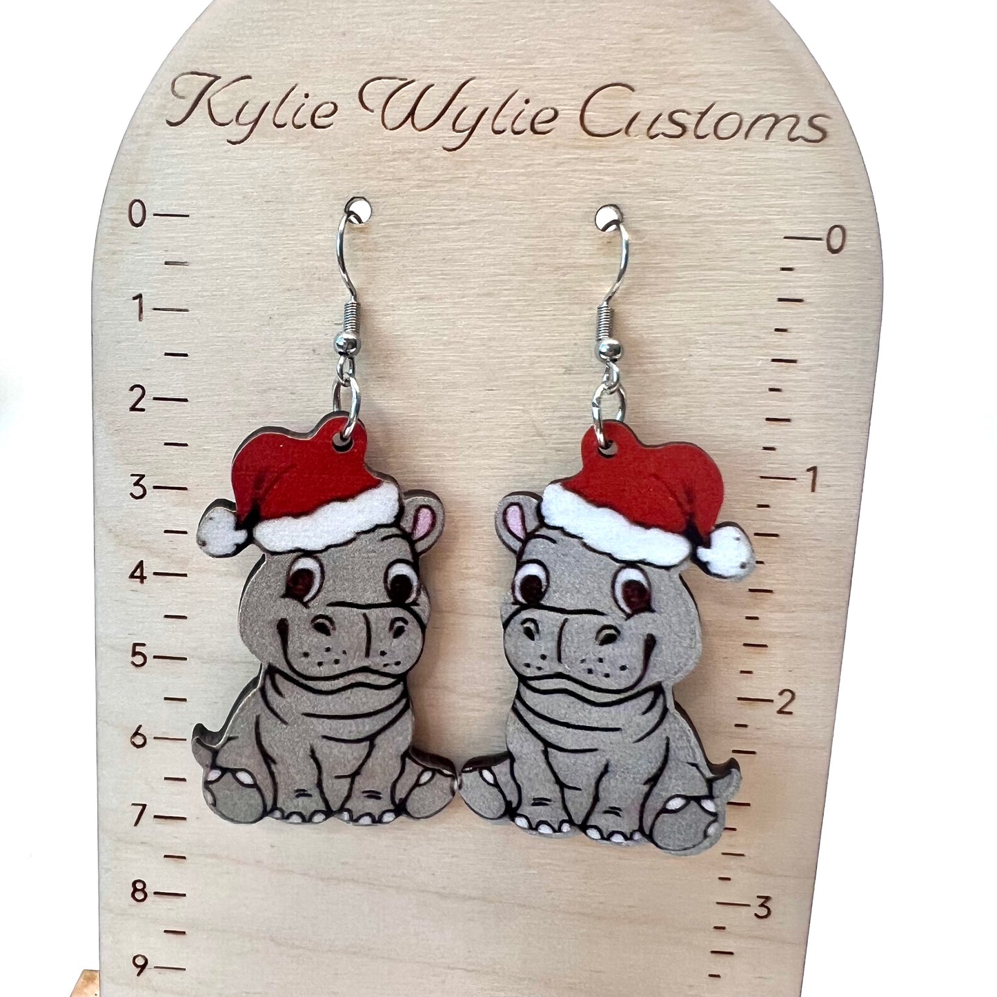 Christmas Hippo Earrings