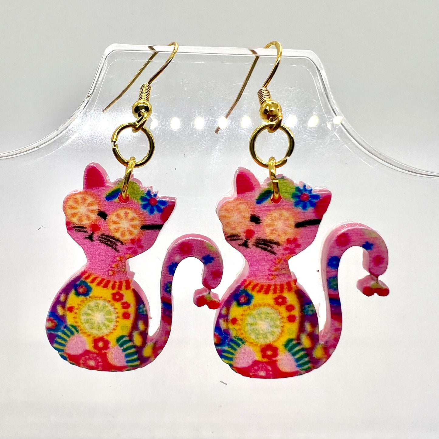 Psychedelic Cat Earrings