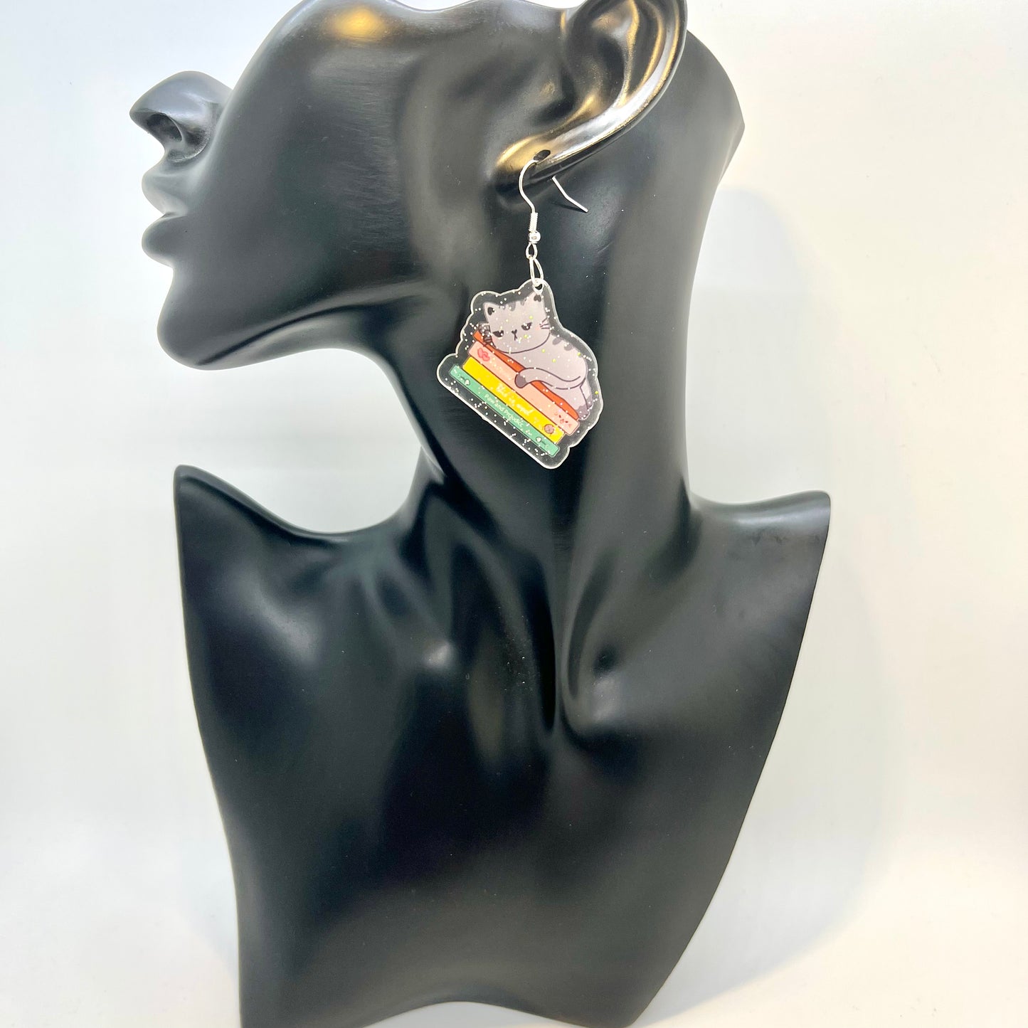 Book Cat Earrings