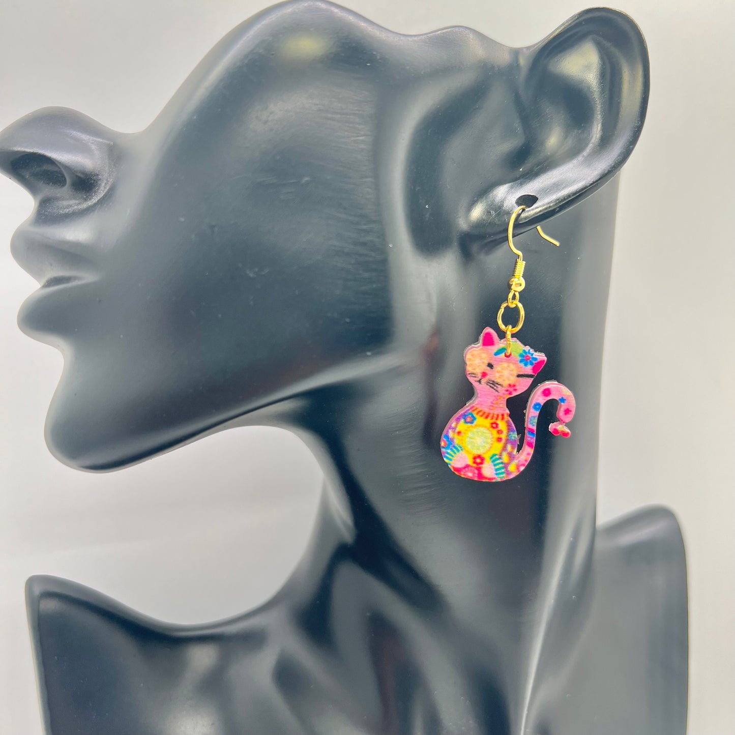 Psychedelic Cat Earrings