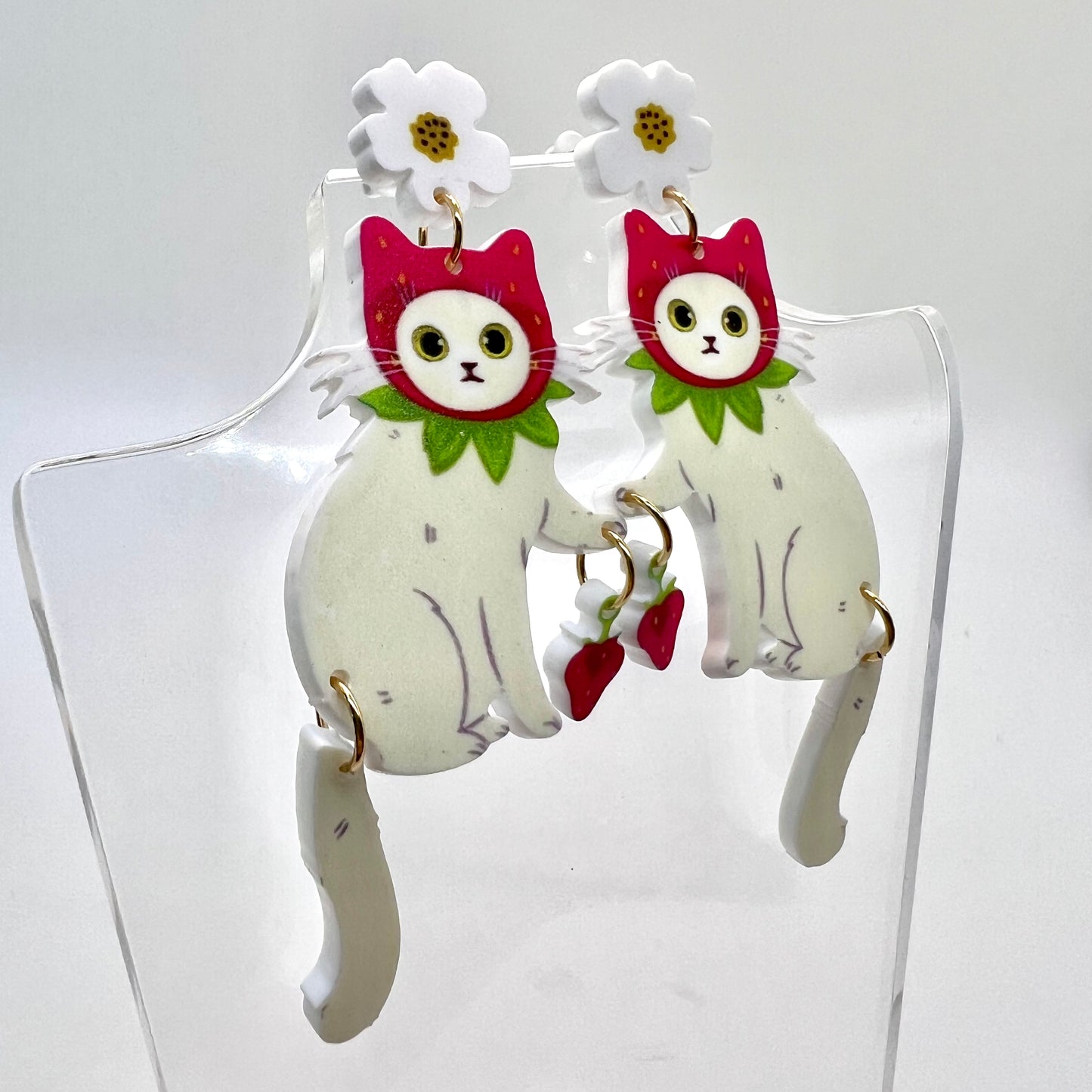 Strawberry Cat Earrings