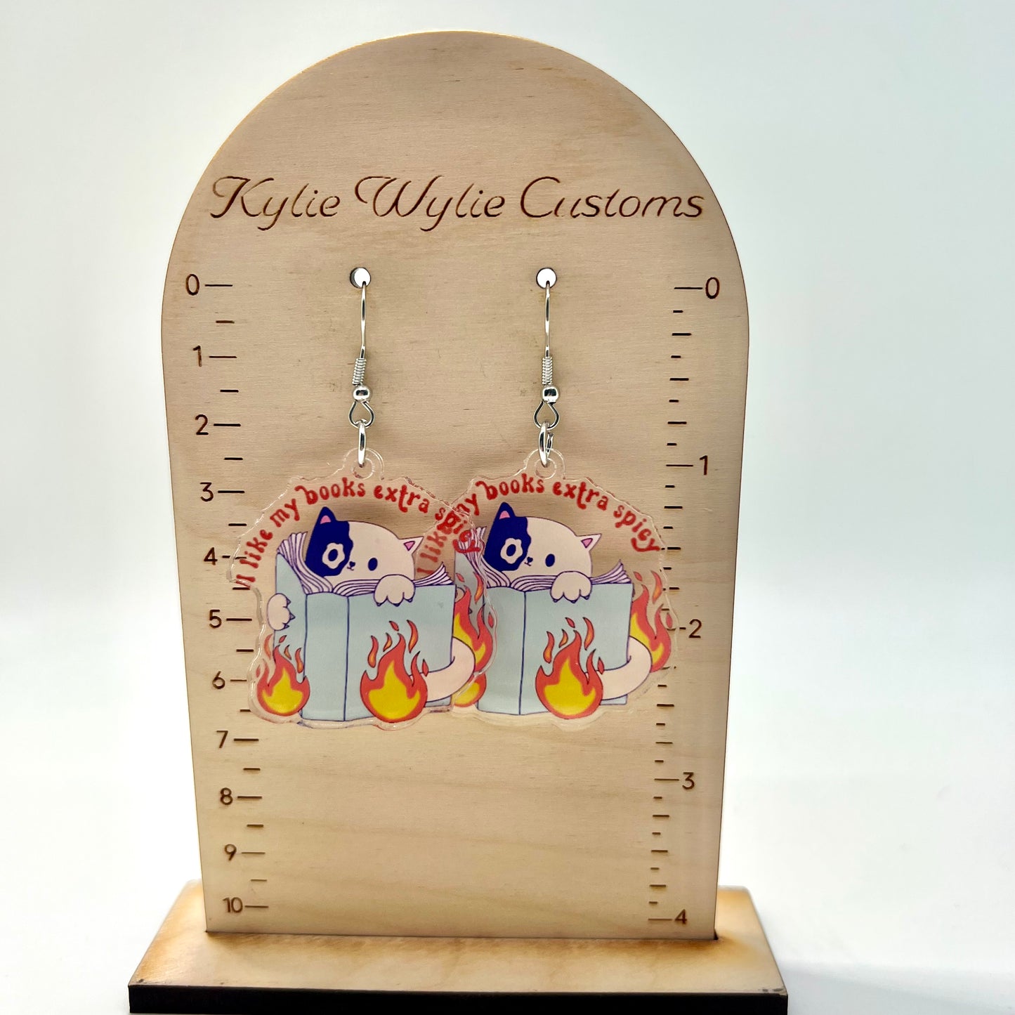 Spicy Book Cat Earrings