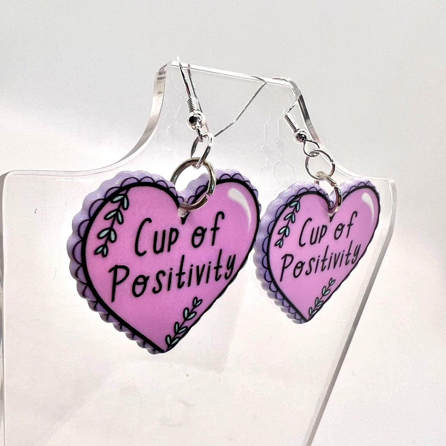 Cup Of Positivity Heart Earrings