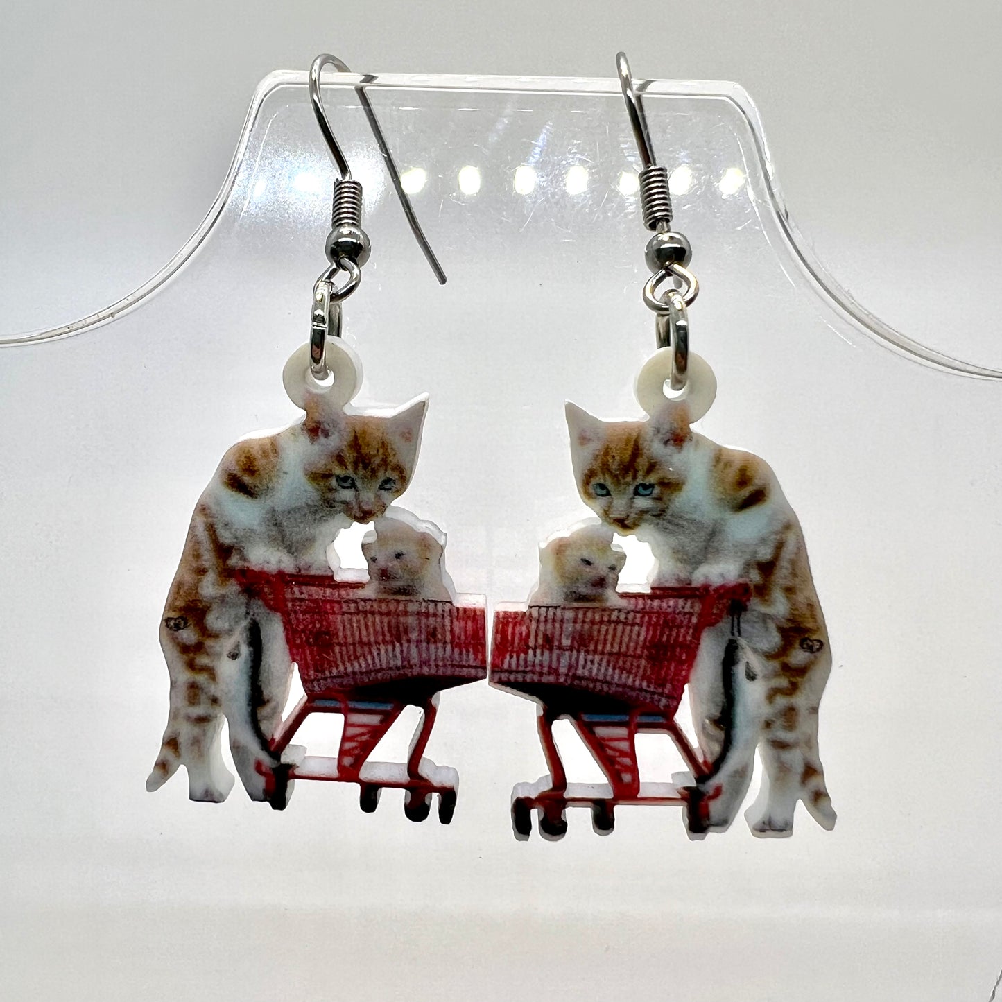 Shopping Cat Earrings