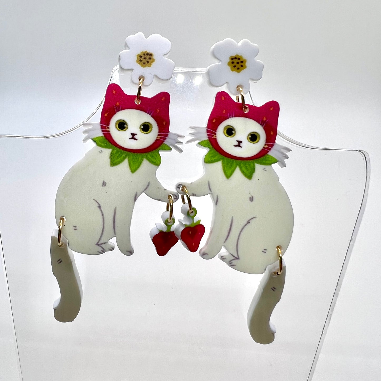 Strawberry Cat Earrings
