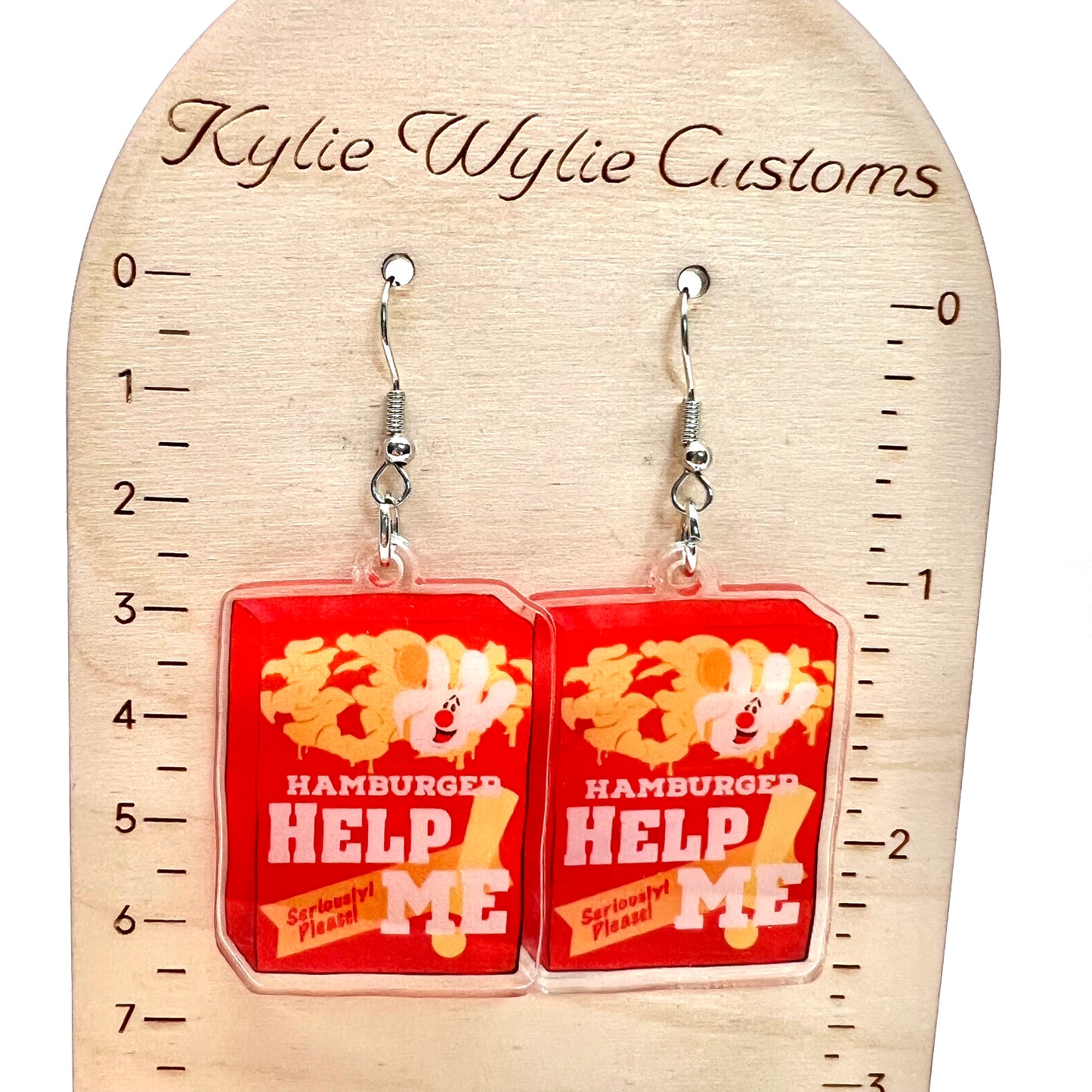 Hamburger “Help Me” Earrings