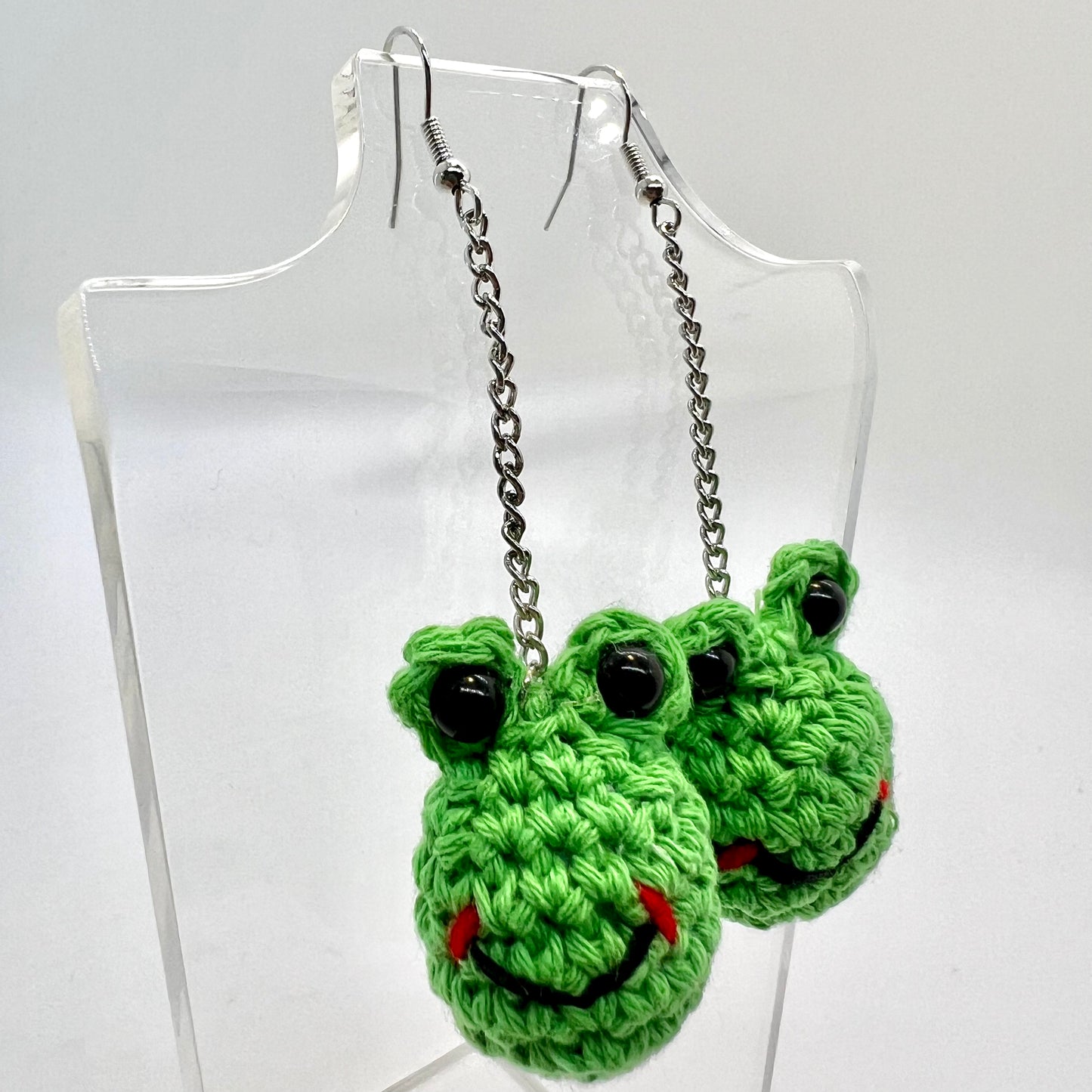 Crochet Frog Earrings