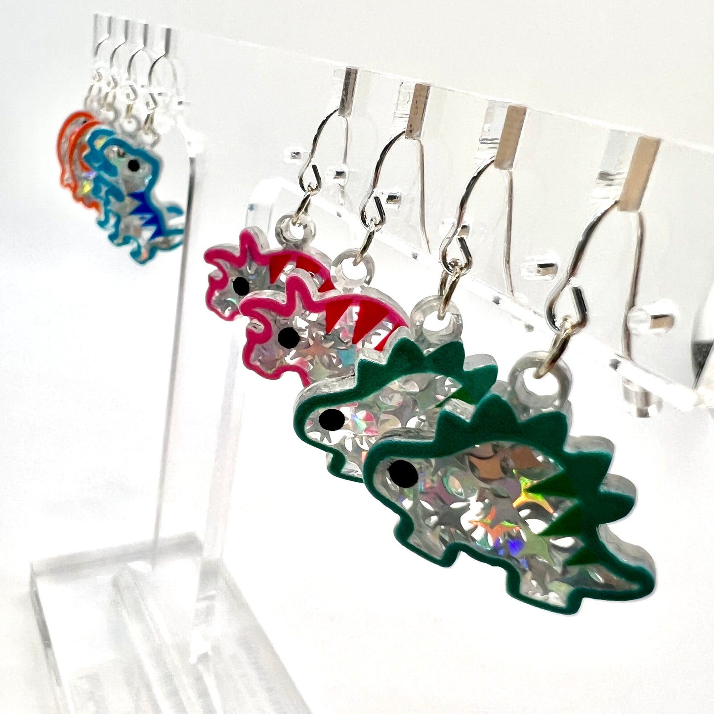 Glitter Dinosaur Earrings