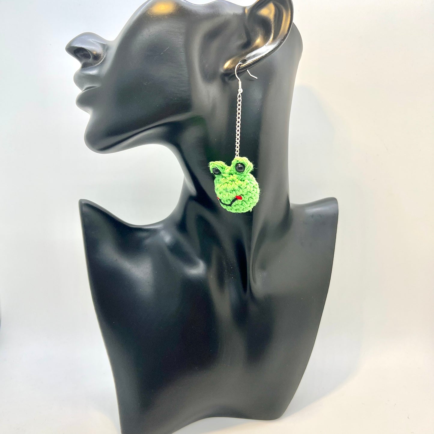 Crochet Frog Earrings