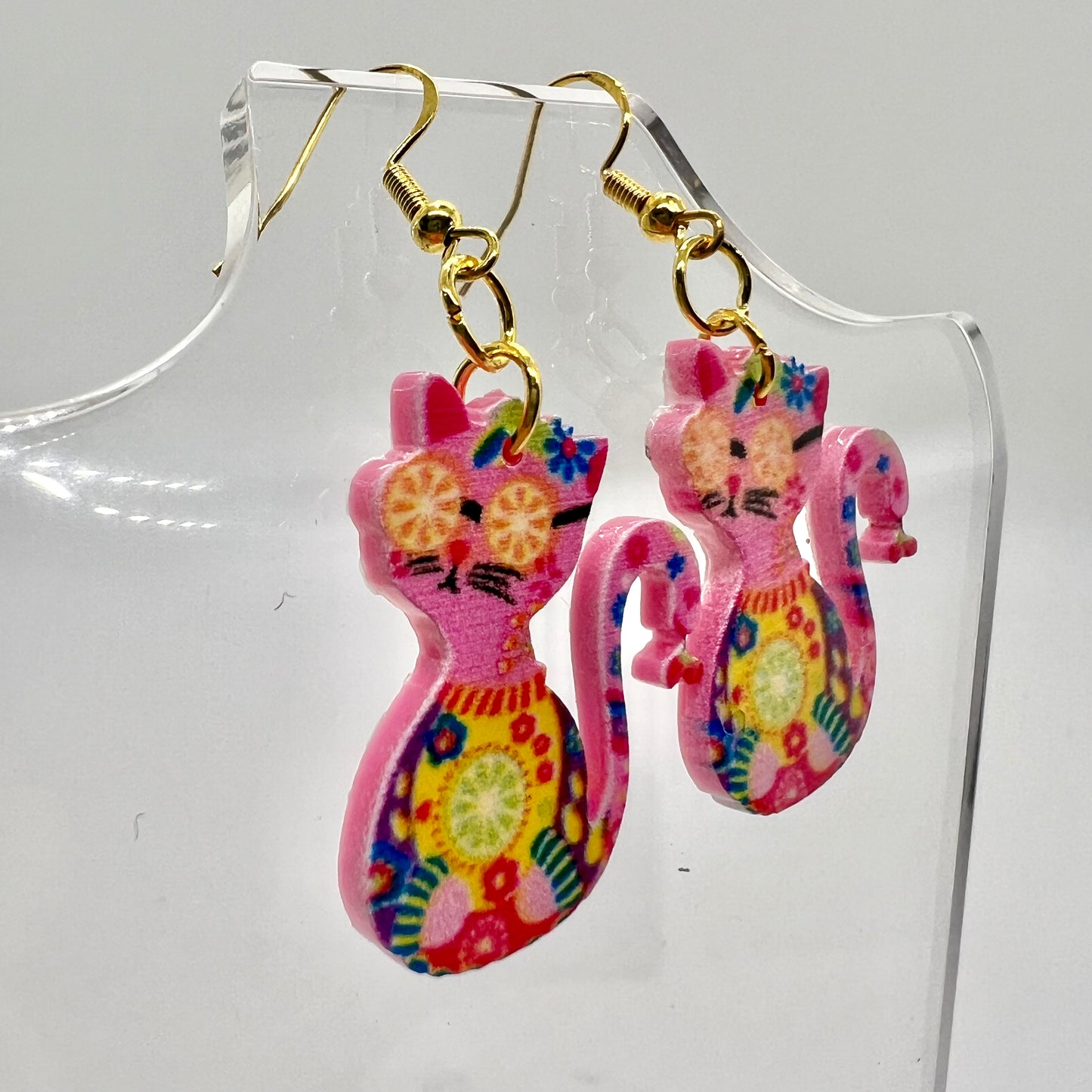 Psychedelic Cat Earrings