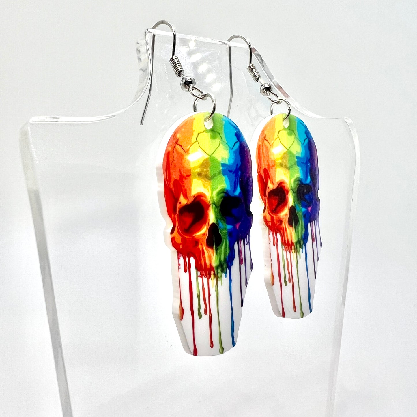 Rainbow Skull Earrings
