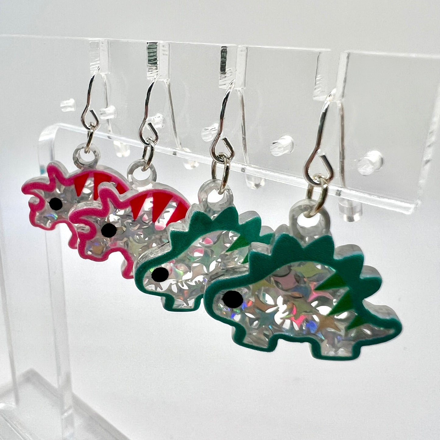 Glitter Dinosaur Earrings