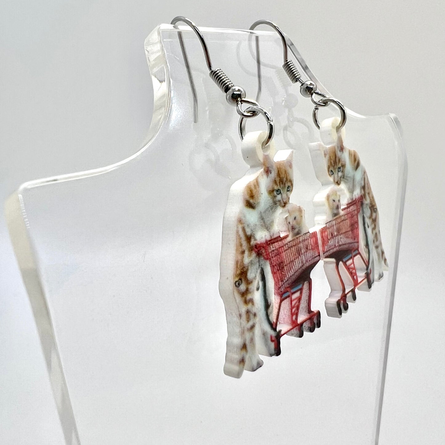 Shopping Cat Earrings