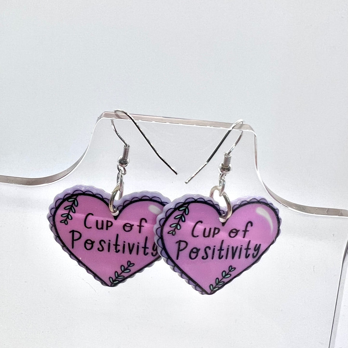 Cup Of Positivity Heart Earrings