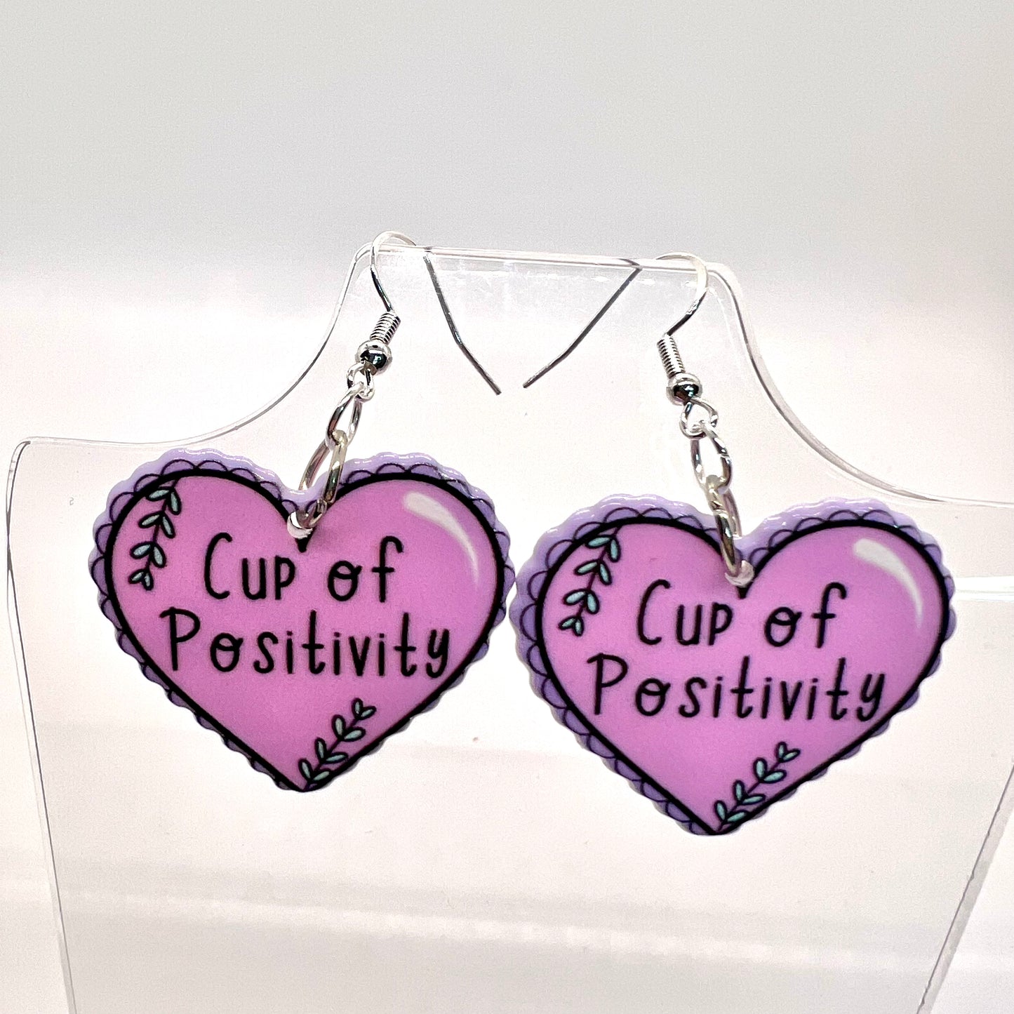 Cup Of Positivity Heart Earrings