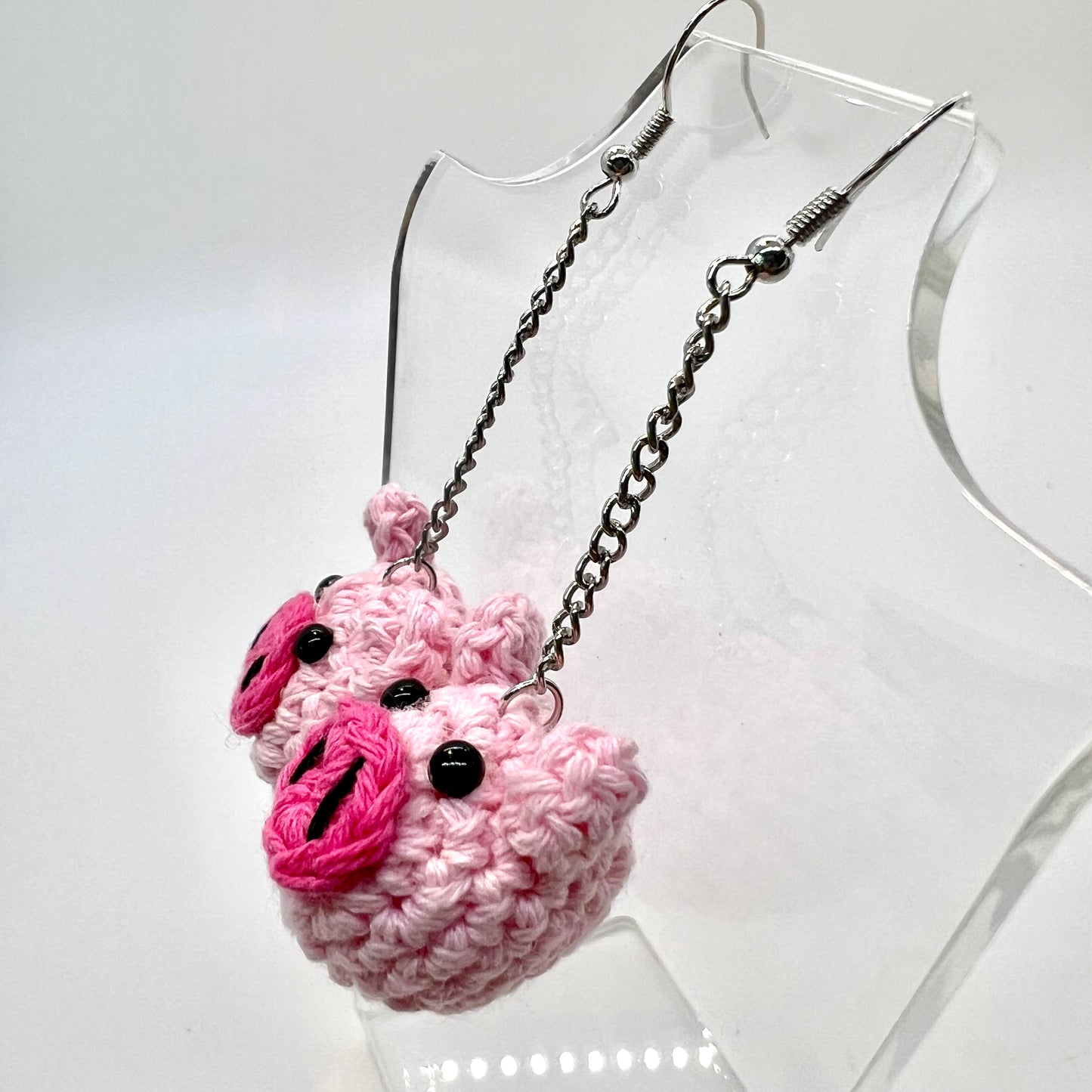 Crochet Pig Earrings