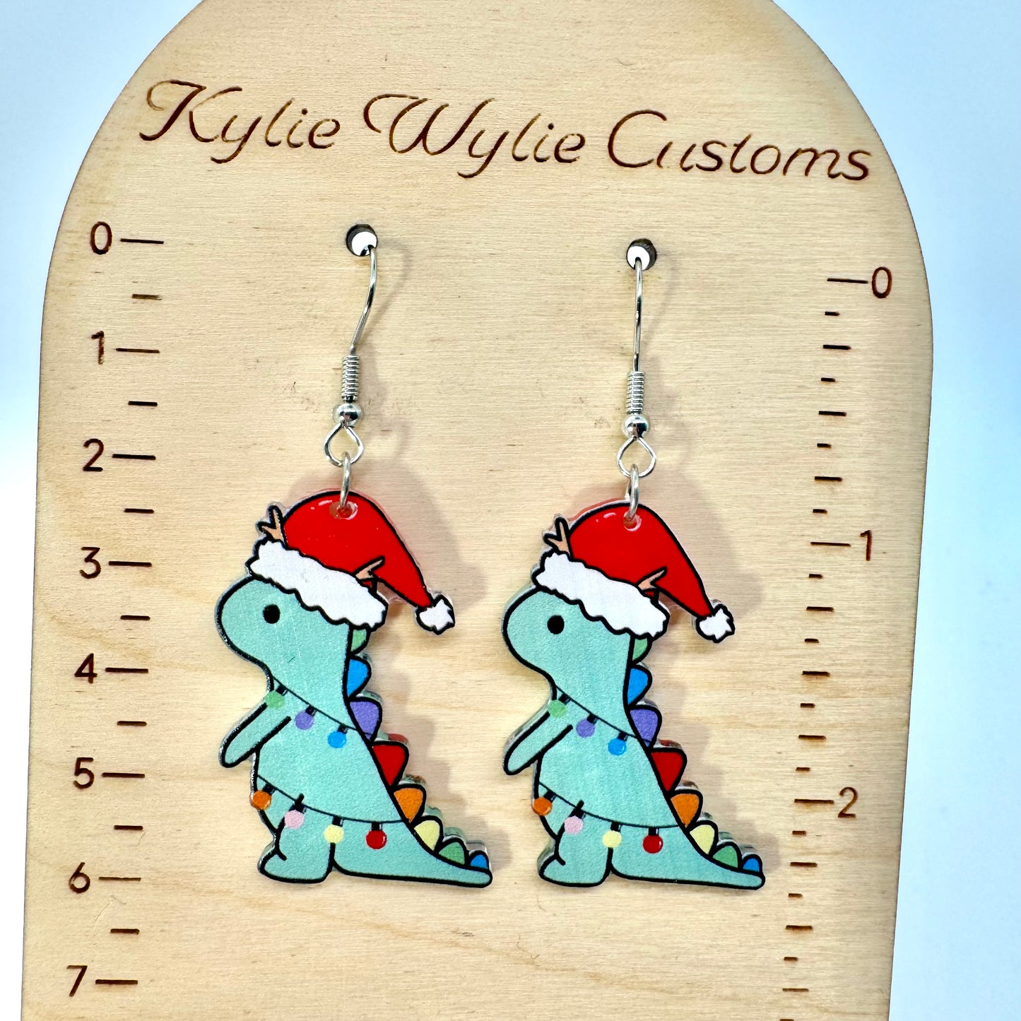 Christmas Dinosaur Earrings