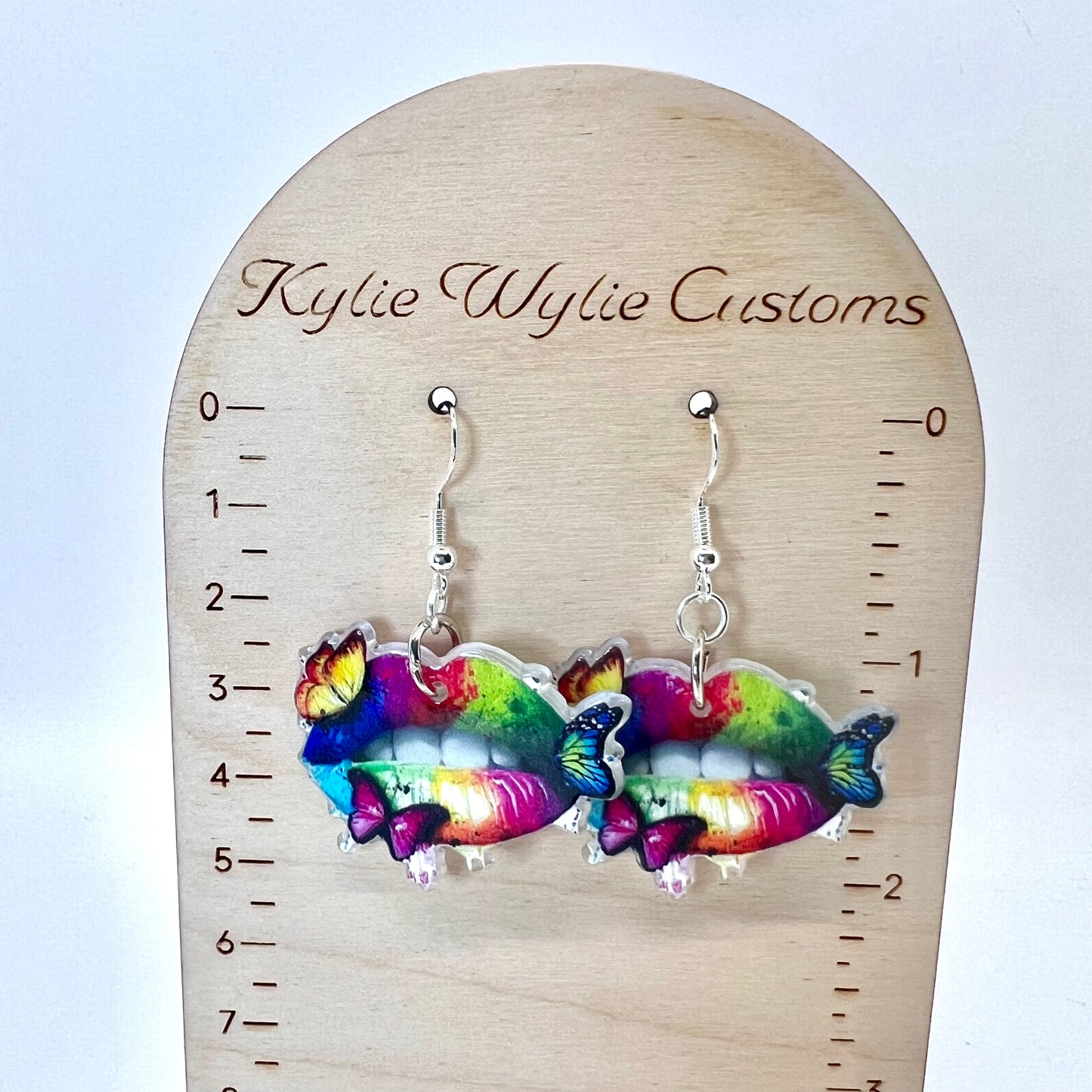 Rainbow Butterfly Lips Earrings