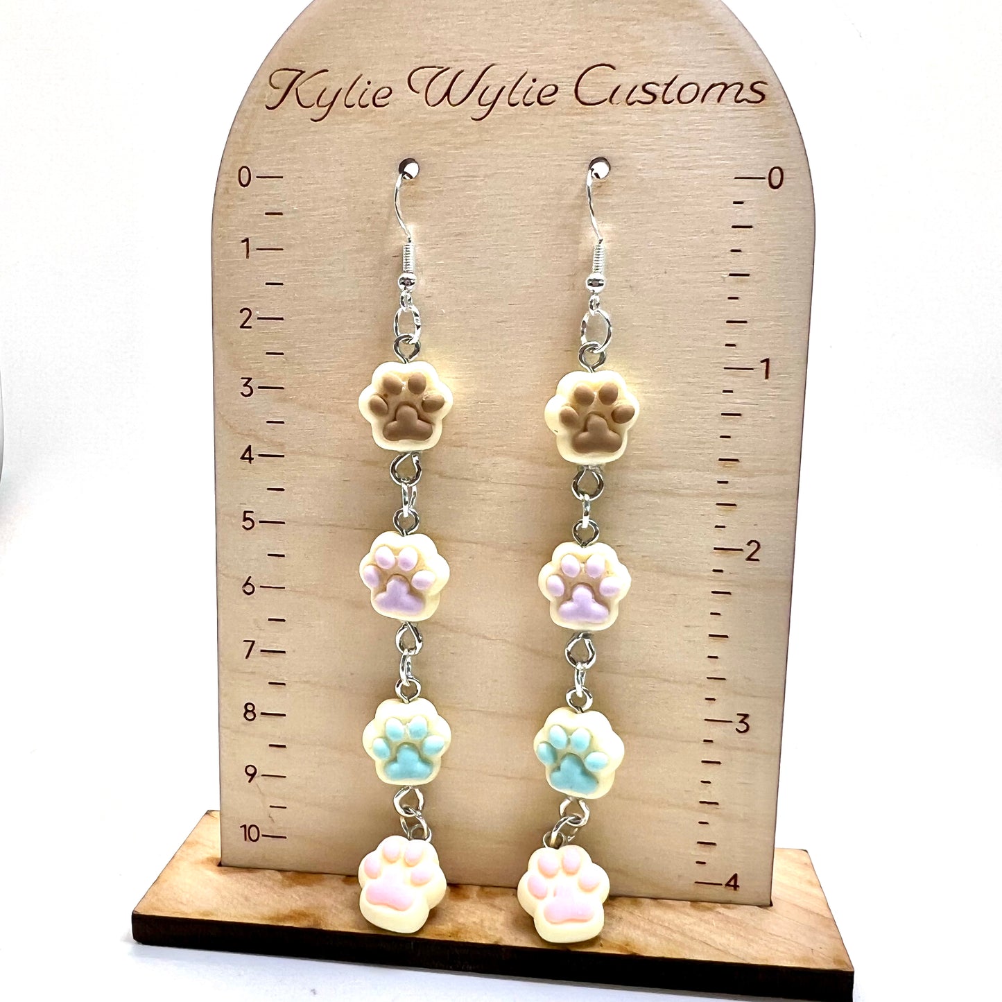 Paw Print Chain Earrings
