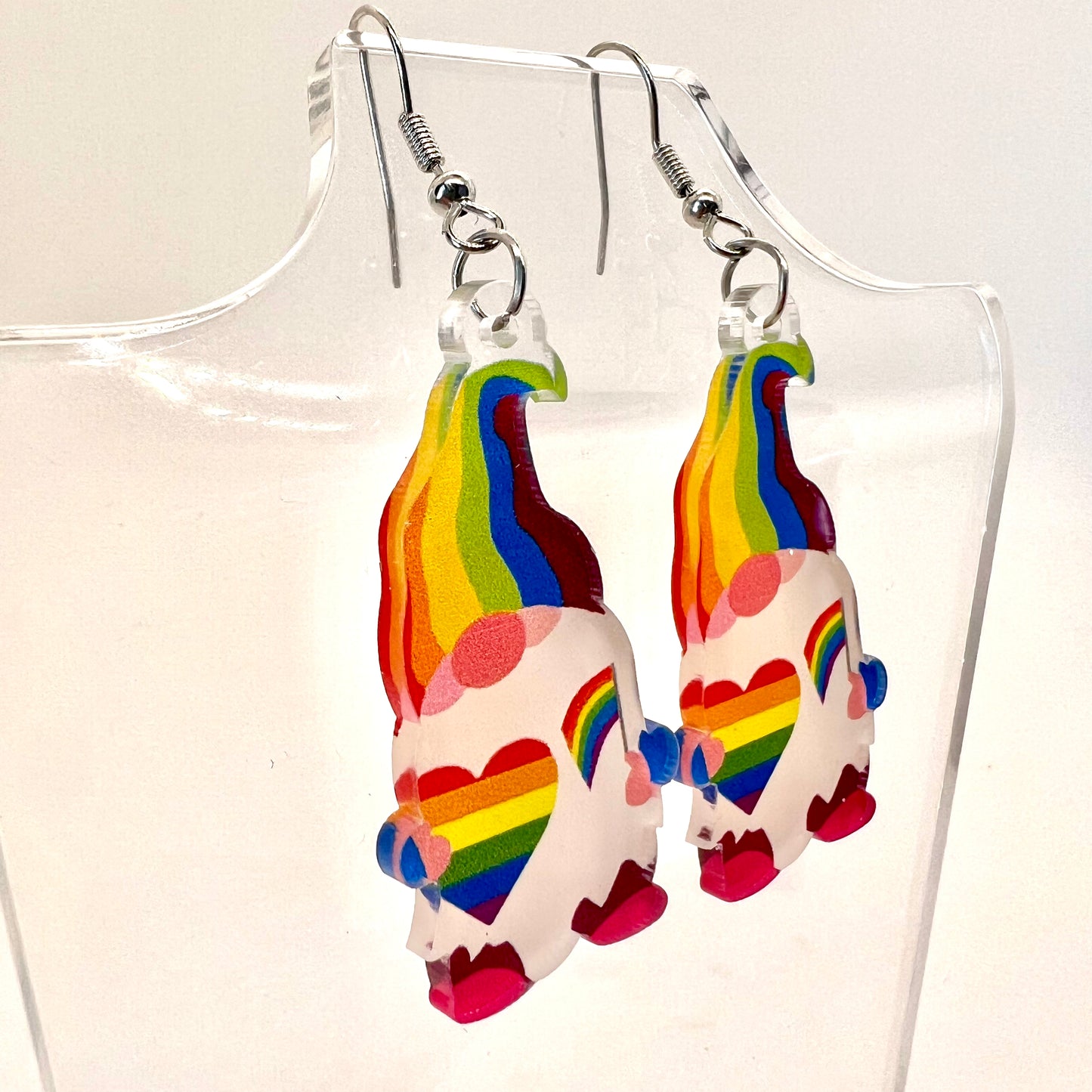 Rainbow Gnome Earrings