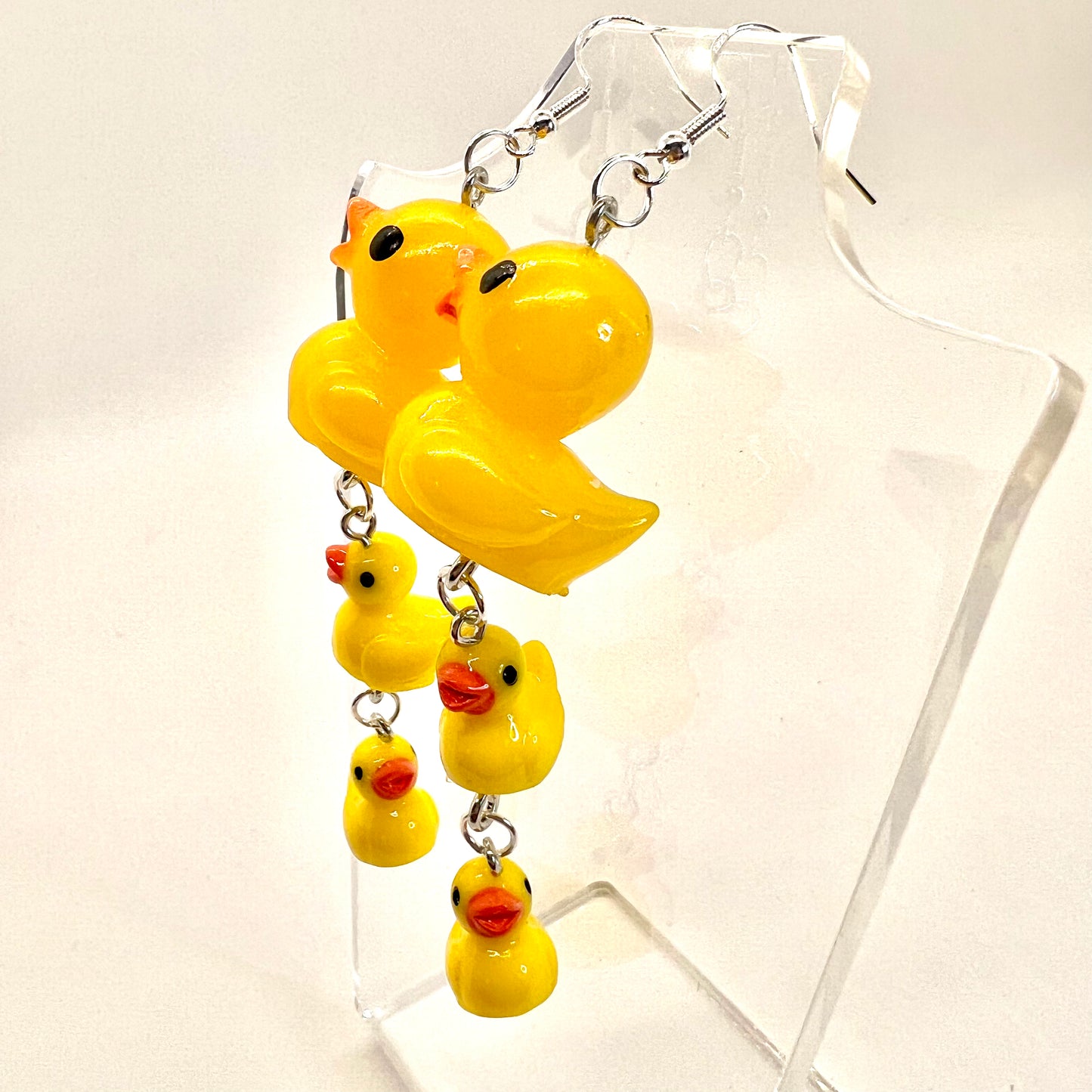 Large Rubber Duck Family Chain Earrings