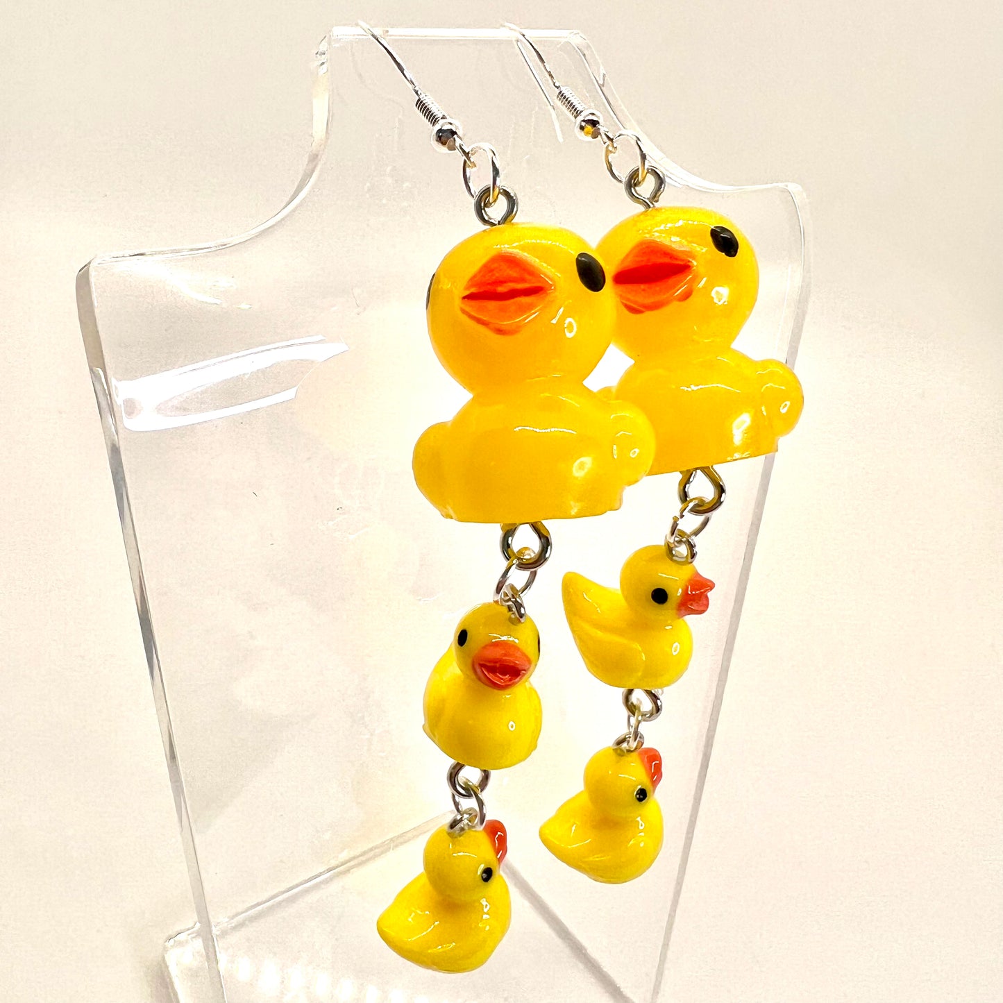 Large Rubber Duck Family Chain Earrings