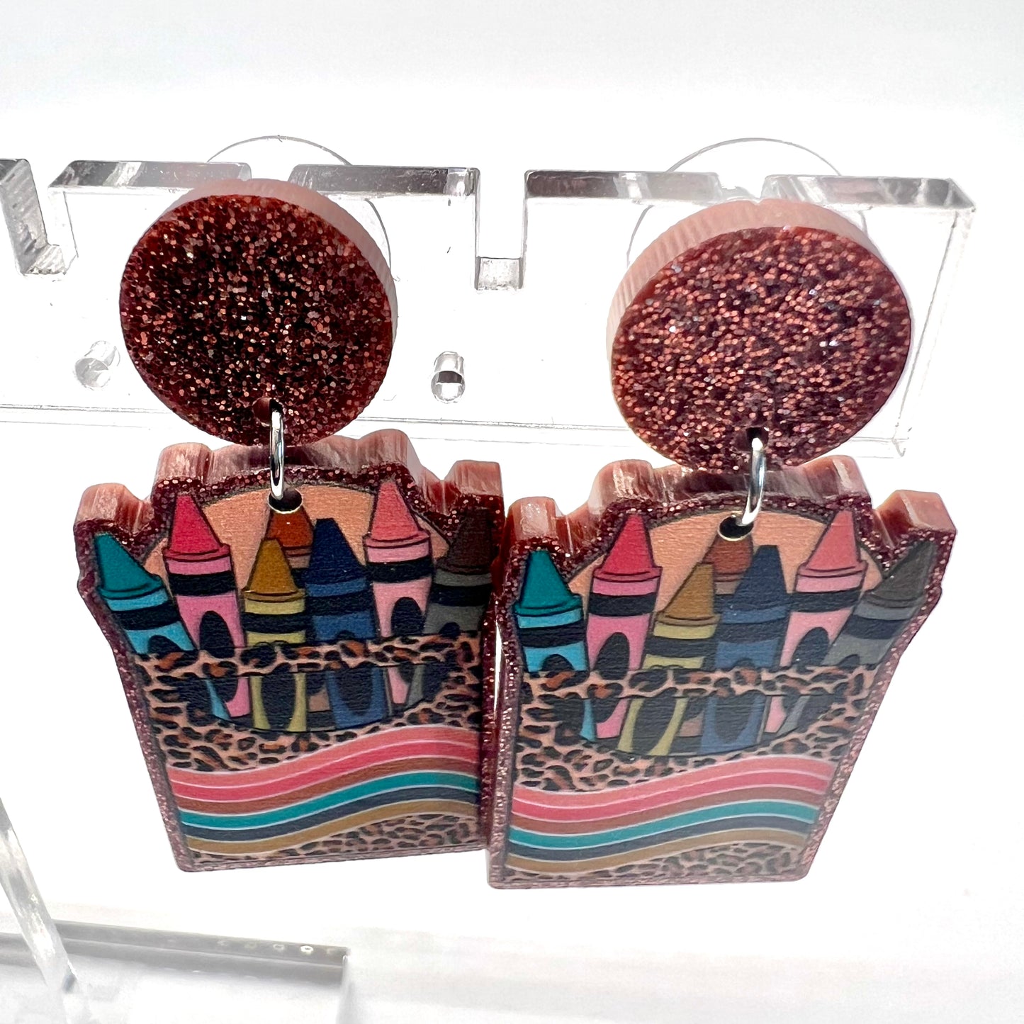 Cheetah Crayon Earrings