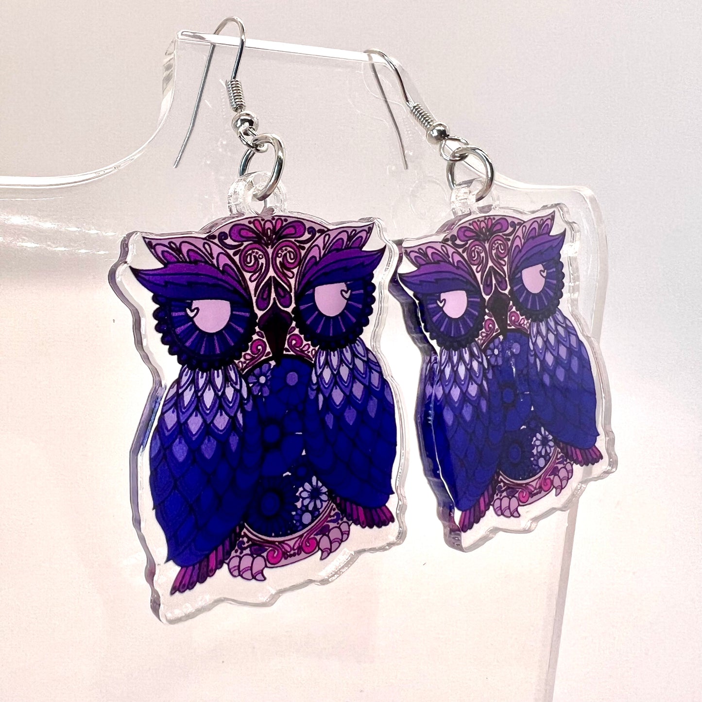 Purple Owl Earrings
