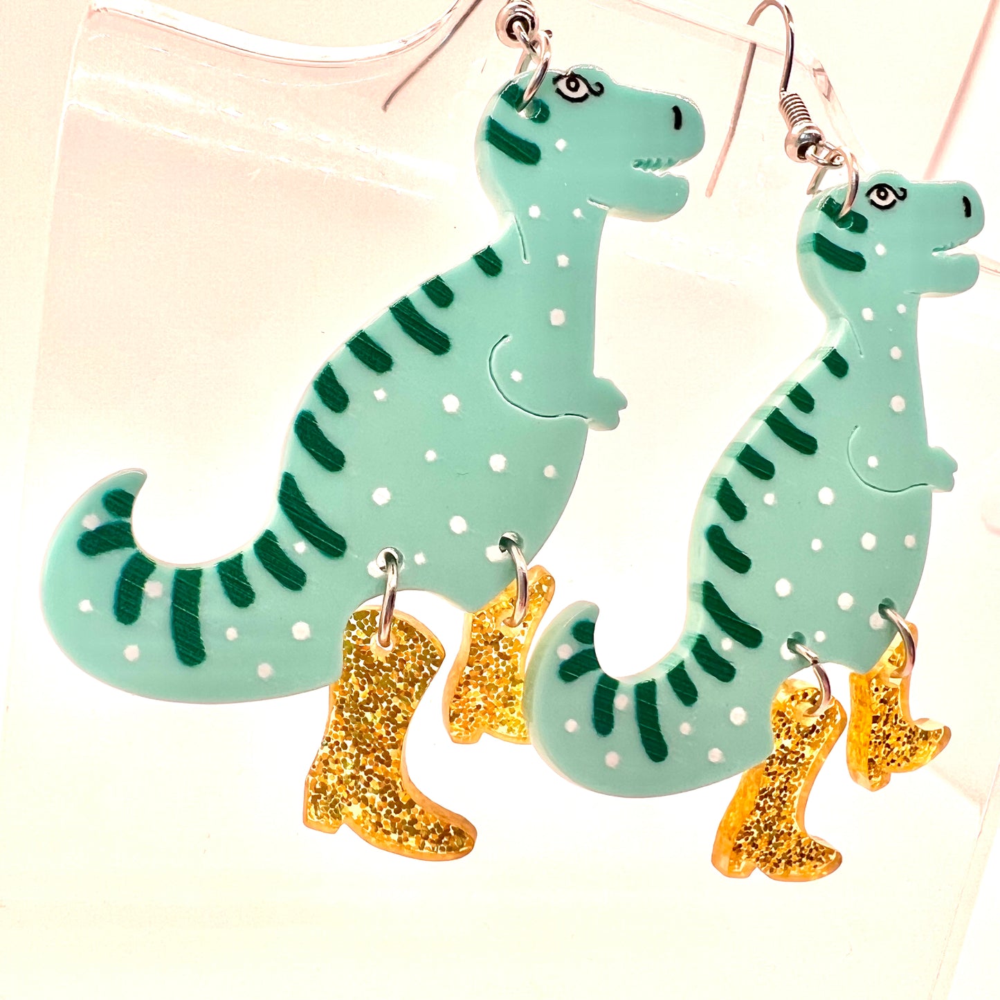 Dinosaurs With Gold Boots Earrings
