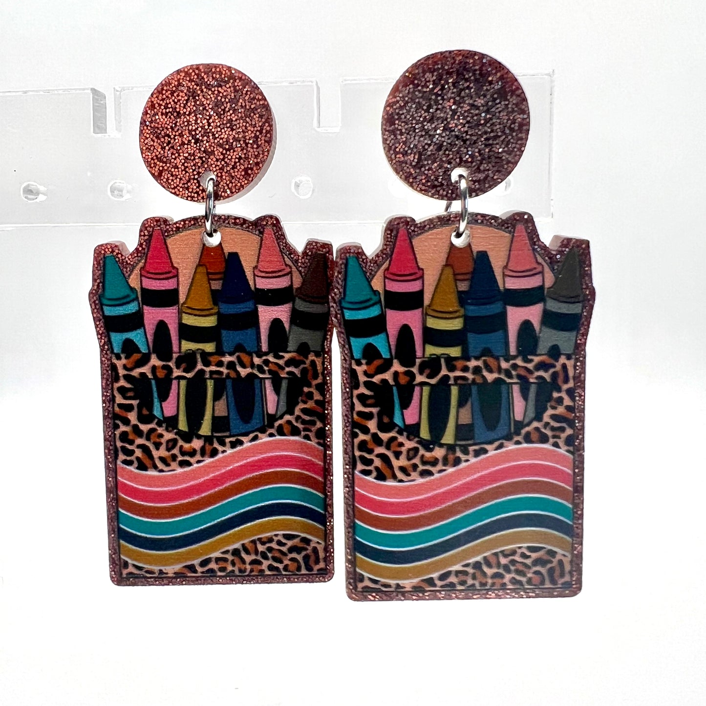 Cheetah Crayon Earrings