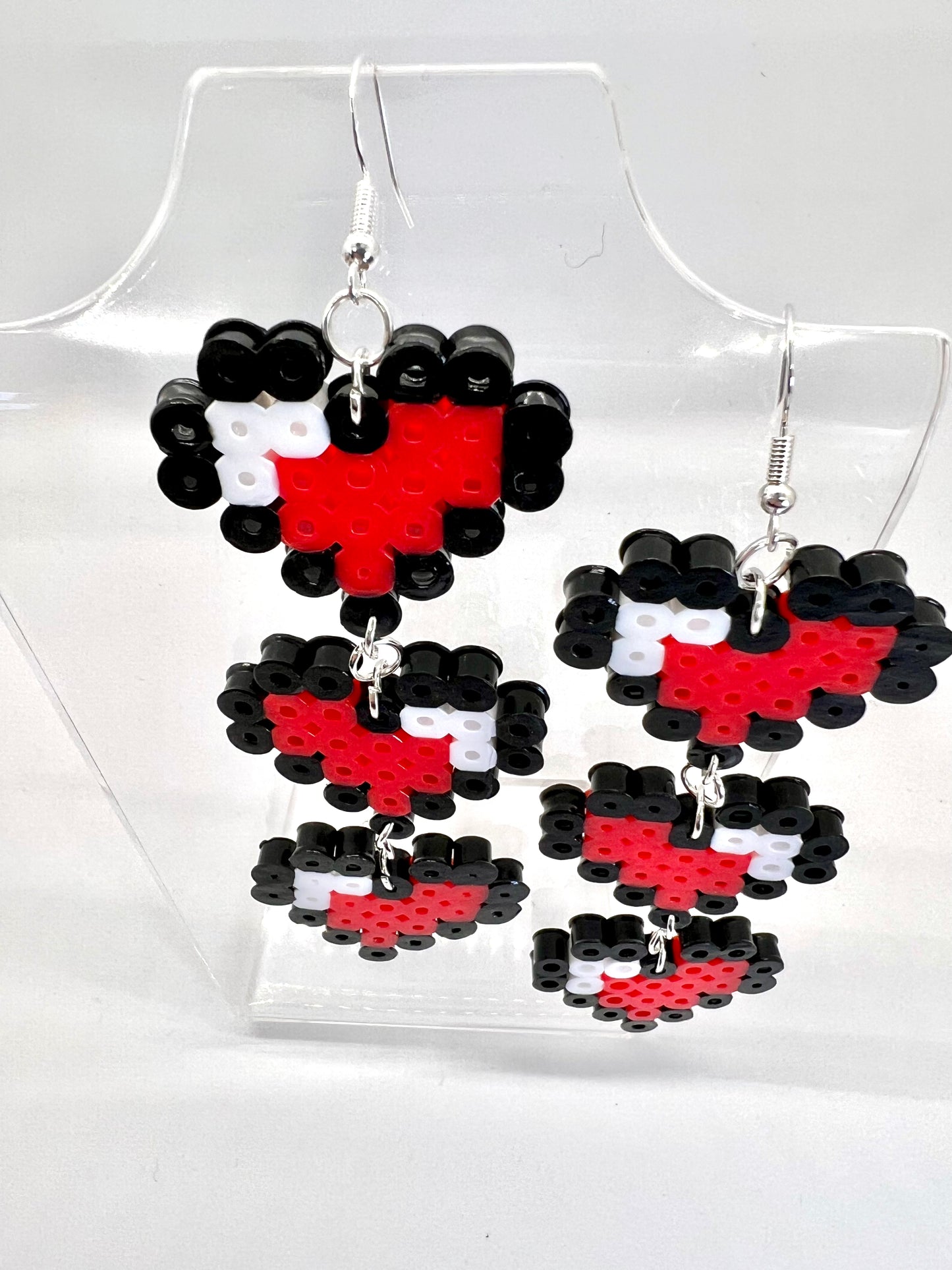 8-Bit Life Heart Chain Earrings