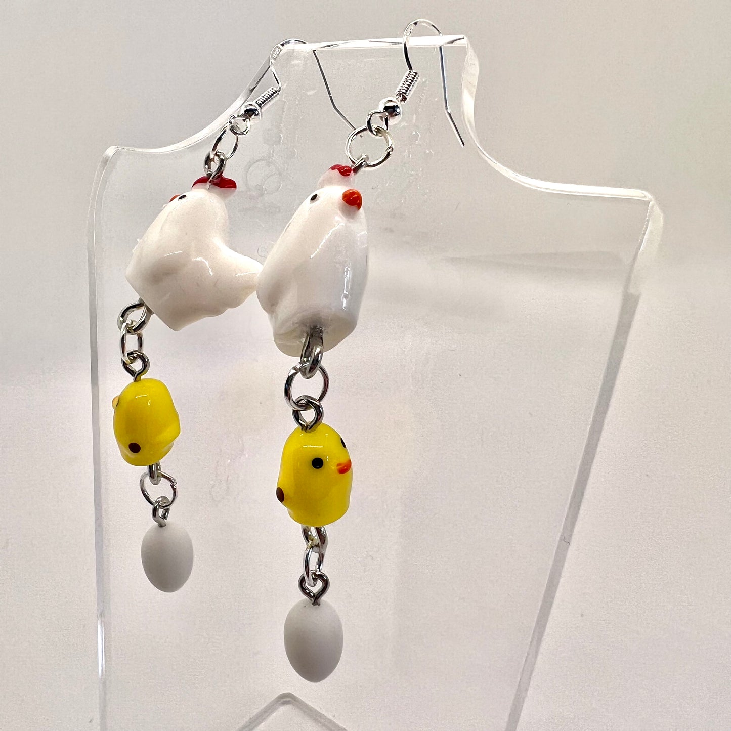 Chicken Family Chain Earrings