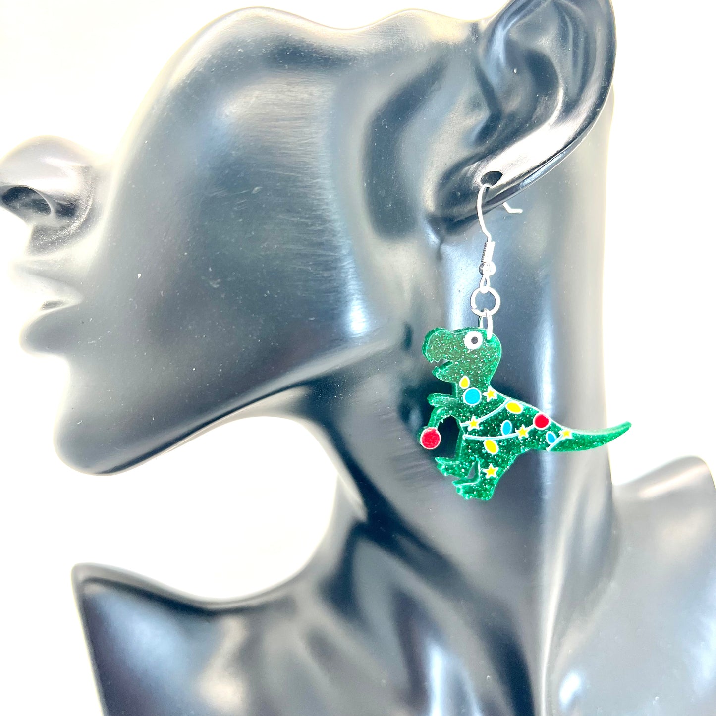 Christmas T-Rex Earrings