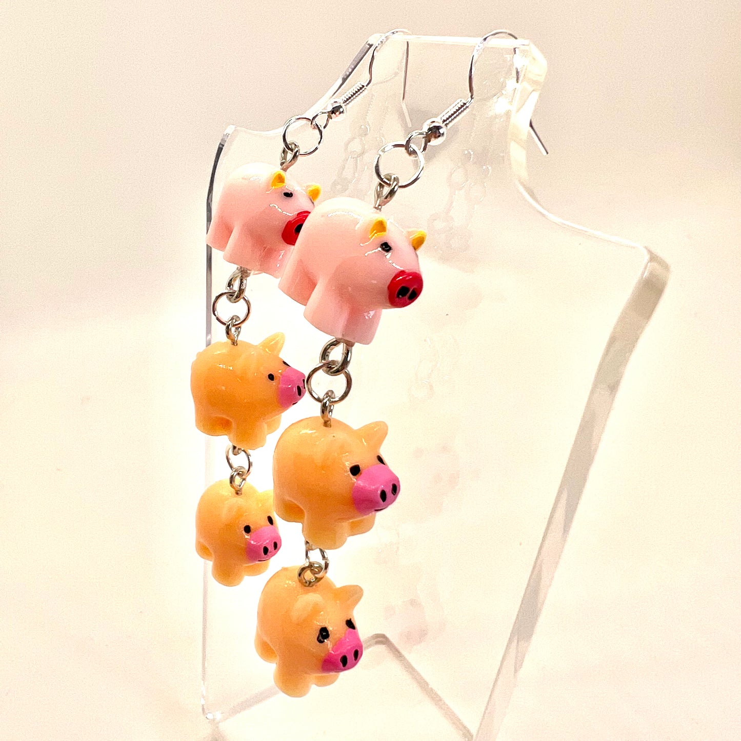 Piggy Family Chain Earrings