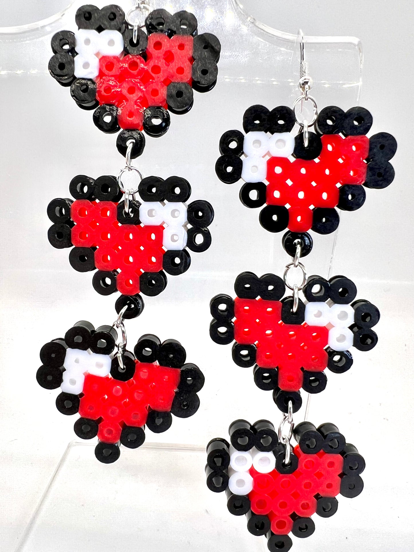 8-Bit Life Heart Chain Earrings