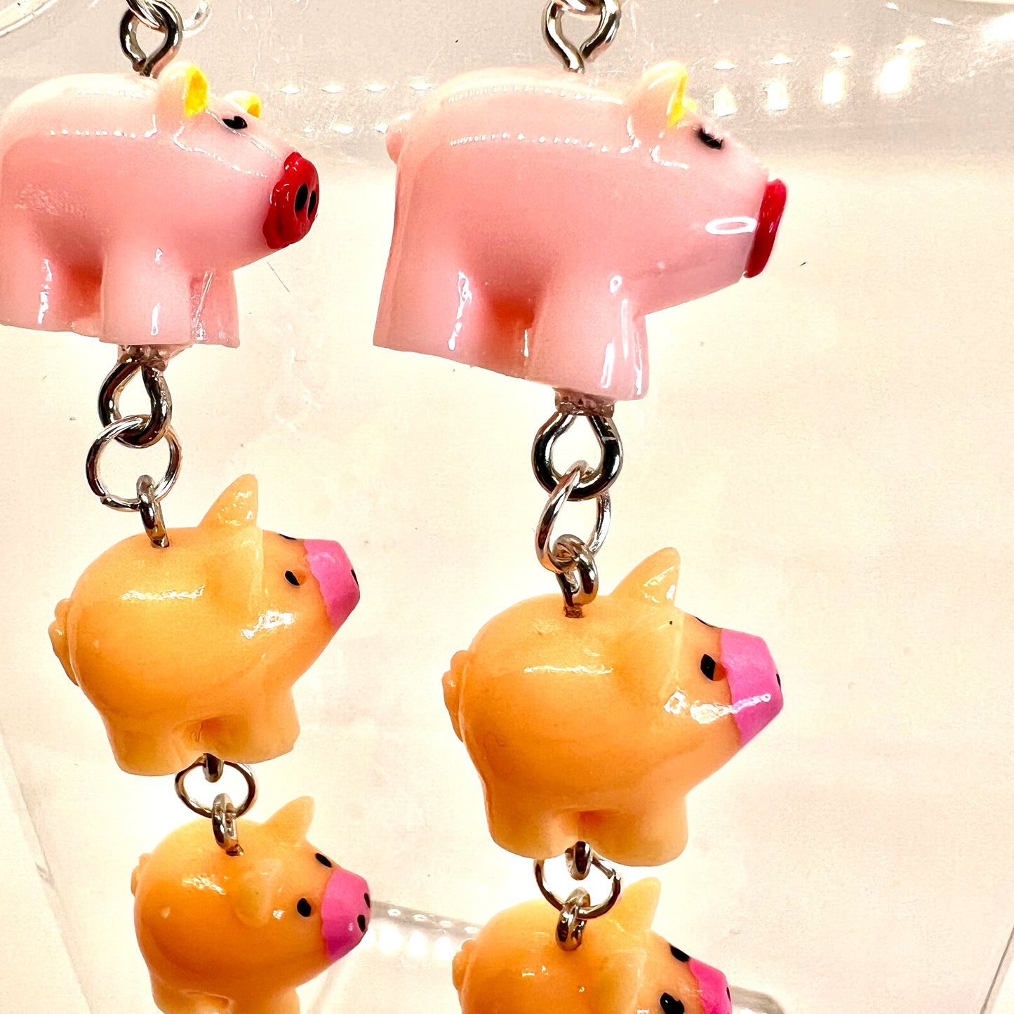 Piggy Family Chain Earrings