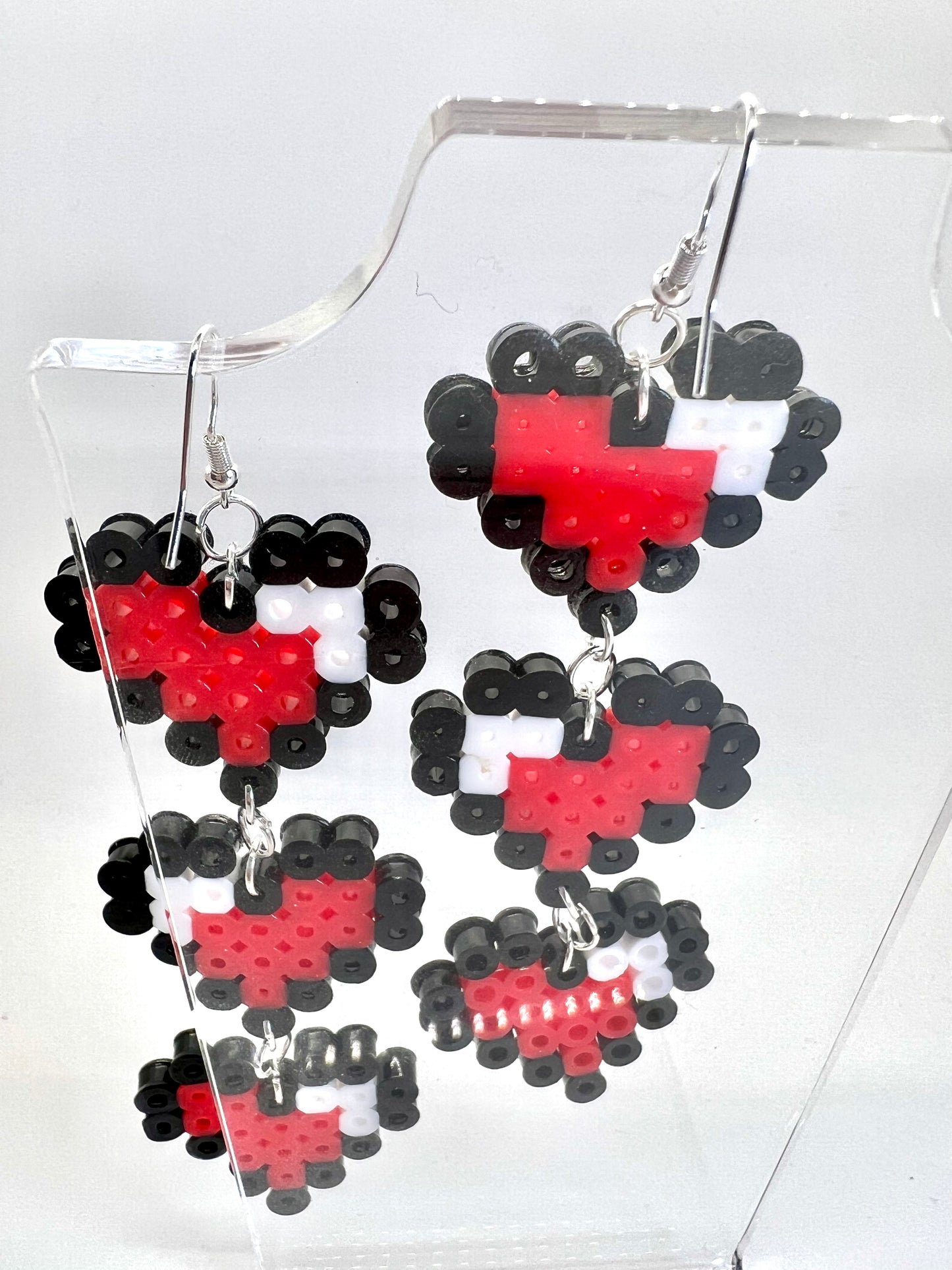 8-Bit Life Heart Chain Earrings