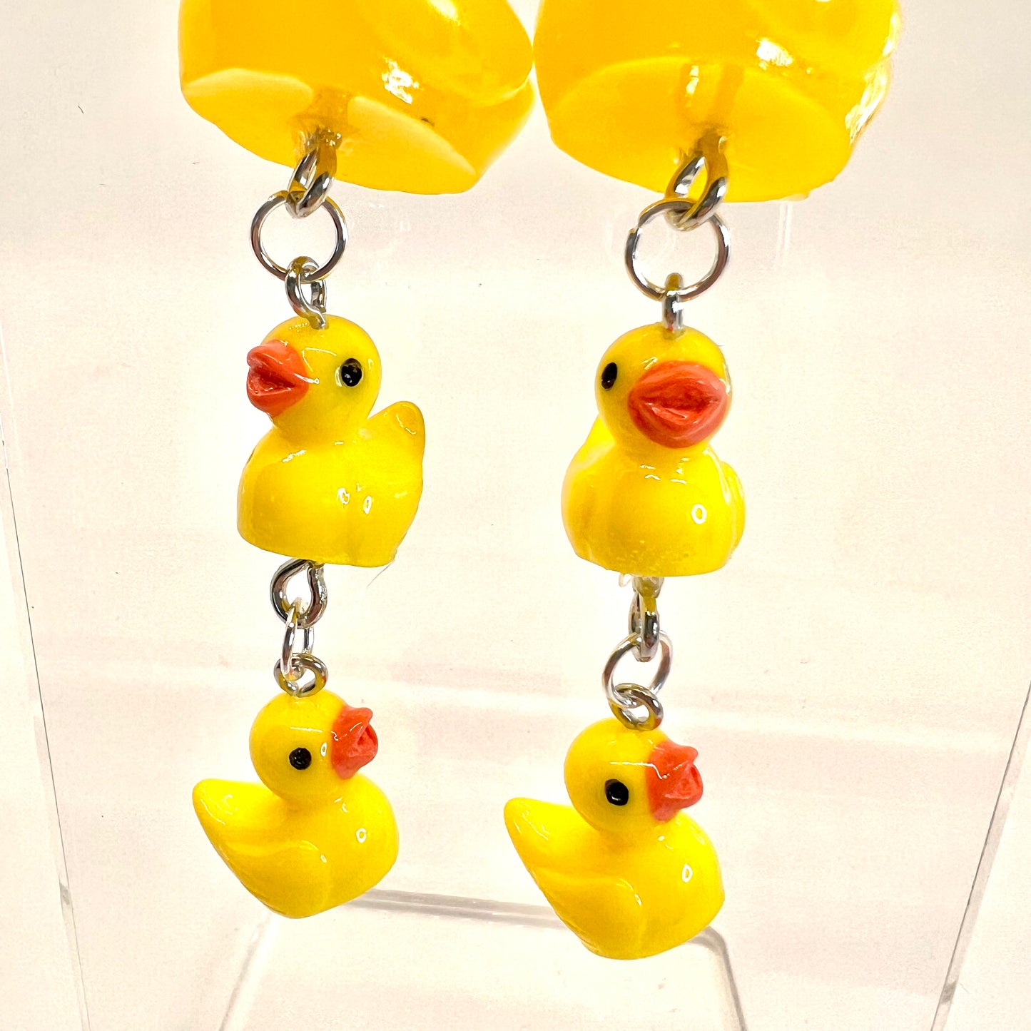 Large Rubber Duck Family Chain Earrings