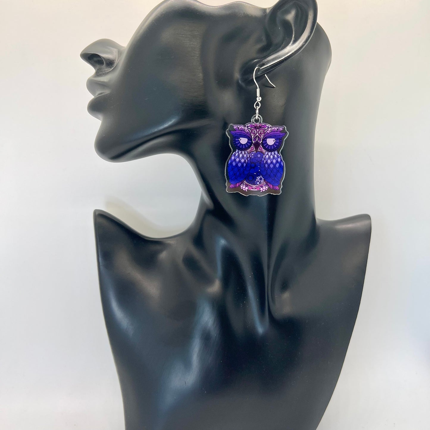 Purple Owl Earrings