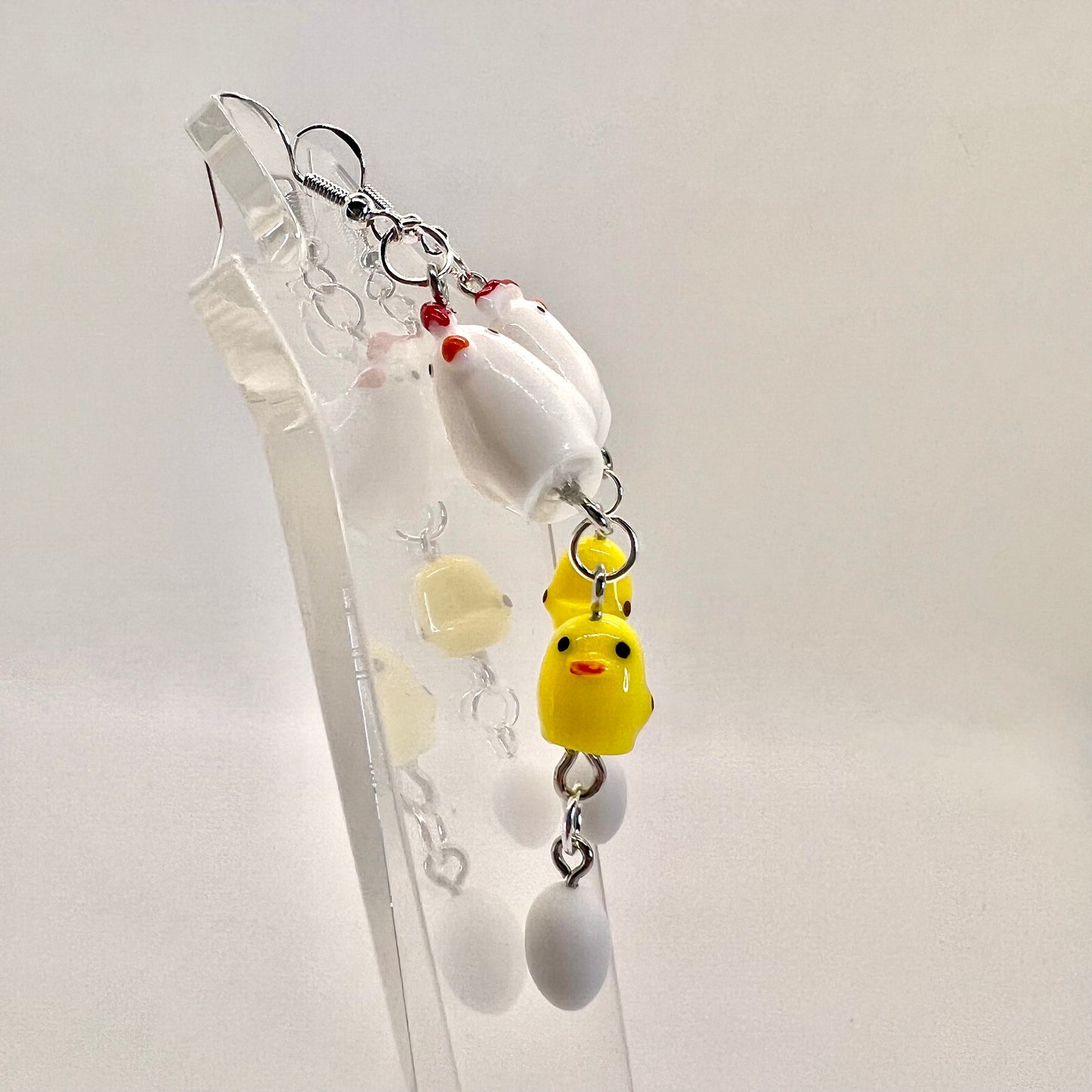 Chicken Family Chain Earrings