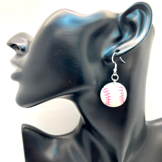 Pink Softball Earrings