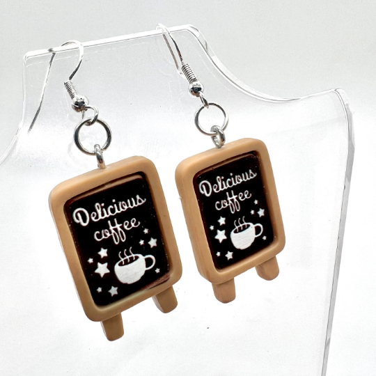 Cafe Coffee Sign Earrings