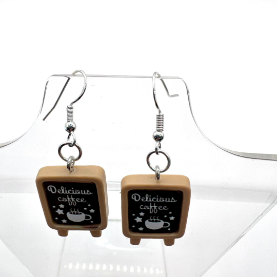 Cafe Coffee Sign Earrings