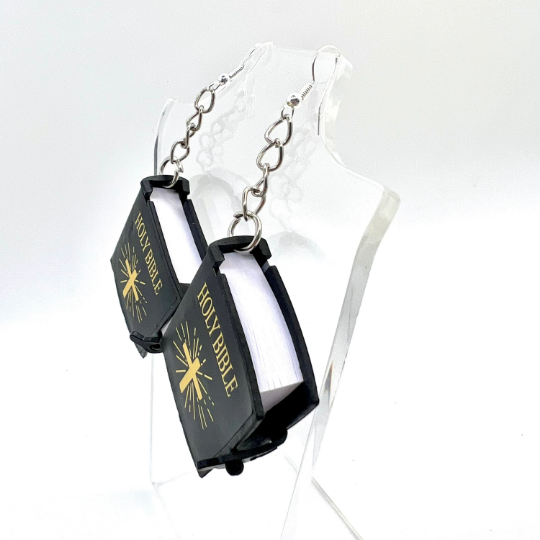 Holy Bible Book Earrings