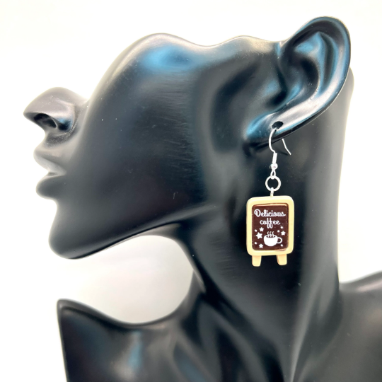 Cafe Coffee Sign Earrings