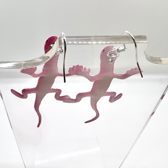 Large Pink Lizard Earrings